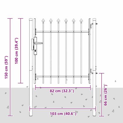 Врата за ограда Сив 100 x 100 cm Прахово боядисана стомана