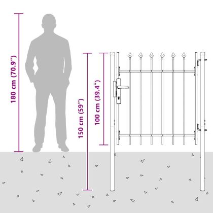 Врата за ограда Сив 100 x 100 cm Прахово боядисана стомана