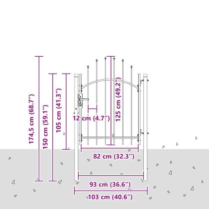 Градинска врата Сив 100 x 125 cm 125 x 100 см Стомана