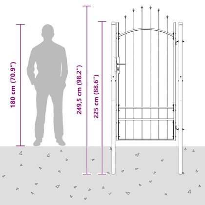 Градинска врата с заключване Сив 100 x 200 cm Стомана