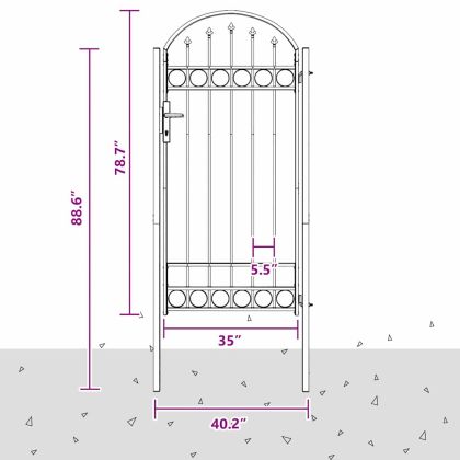 Врата за ограда Сив 100 x 250 cm Прахово покритие стомана