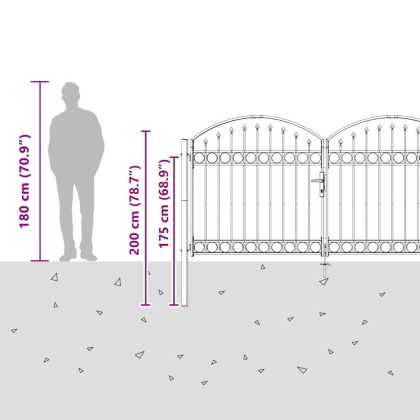 Оградна врата с заключване Сив 300 x 150 cm Стомана