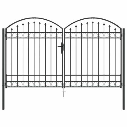 Оградна врата с заключване Сив 300 x 175 cm Стомана