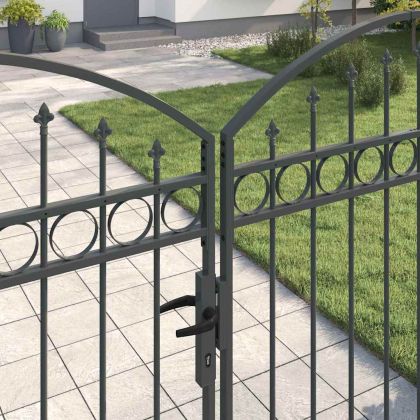 Оградна врата с заключване Сив 300 x 175 cm Стомана