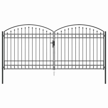 Оградна врата с заключване Сив 400 x 175 cm Стомана