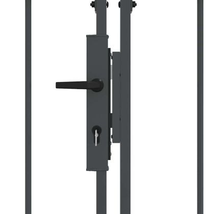 Врата за ограда с аркиран връх Сив 400 x 100 cm Стомана