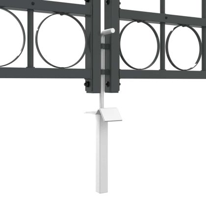 Врата за ограда с аркиран връх Сив 400 x 100 cm Стомана