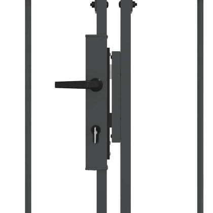 Врата за ограда с аркиран връх Сив 400 x 125 cm Стомана