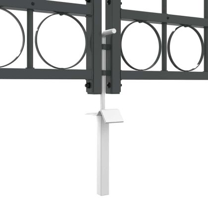 Врата за ограда с аркиран връх Сив 400 x 125 cm Стомана