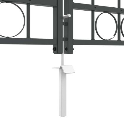 Врата за ограда с аркиран връх Сив 500 x 75 cm Стомана