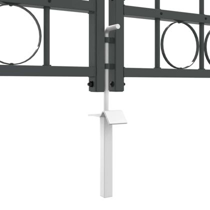 Врата за ограда с аркиран връх Сив 500 x 100 cm Стомана