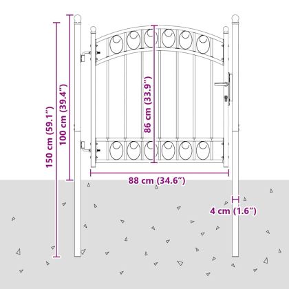 Врата за ограда Сив 100 x 100 cm Прахово покритие стомана