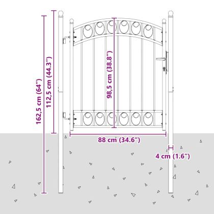 Врата за ограда Сив 125 x 100 см Прахово покритие стомана