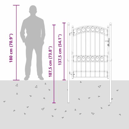 Врата за ограда Сив 170 х 100 см Прахово покритие стомана