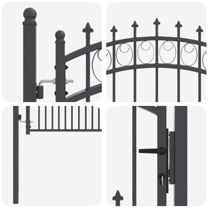 Оградна врата с шипове Сив 125 x 100 см