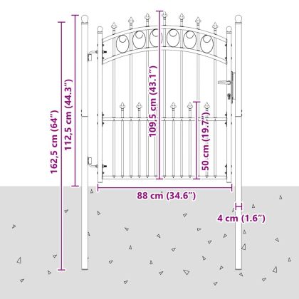 Оградна врата с шипове Сив 125 x 100 см