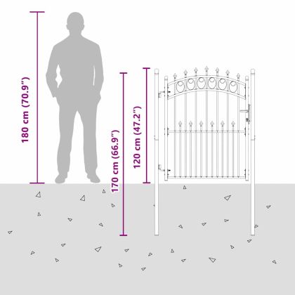 Оградна врата с шипове Сив 150 x 100 cm