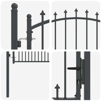 Оградна врата с шипове с заключване Сив 150 x 100 cm