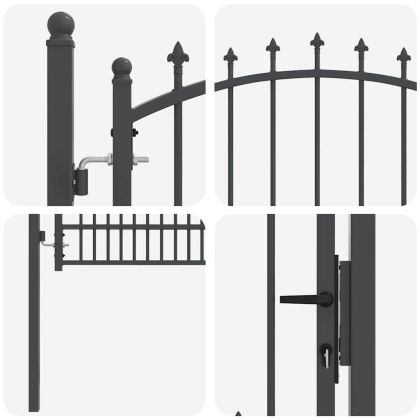 Оградна врата с шипове с заключване Сив 200 x 100 cm