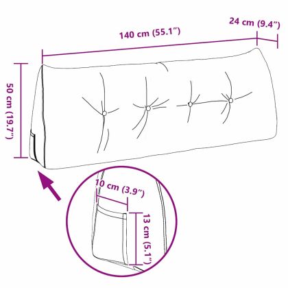 Възглавница за гръб Таупе 140 x 24 x 50 см текстил
