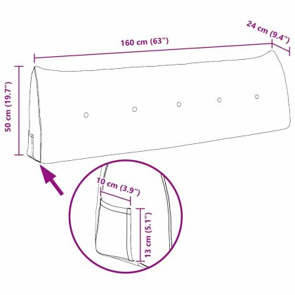 Възглавница за гръб Светло зелено 160 x 24 x 50 см текстил