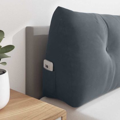 Възглавница за гръб Тъмен сив 160 x 24 x 50 см Кадифе
