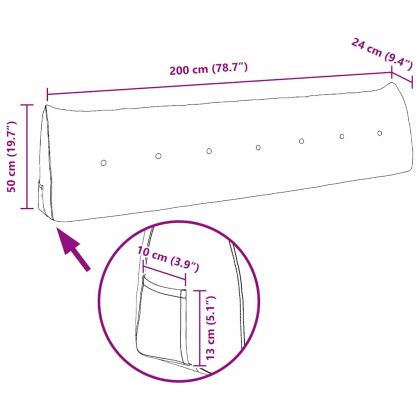 Възглавница за гръб Синьо 200 x 24 x 50 см текстил