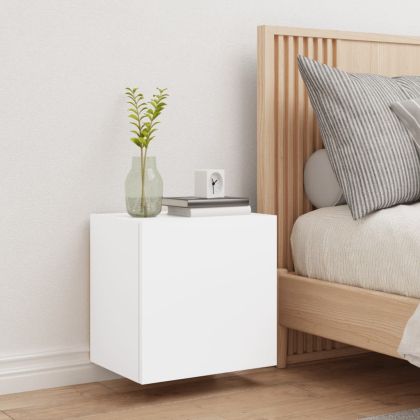 Стенен ТB шкаф, бял, 40,5x30x40 см, инженерно дърво