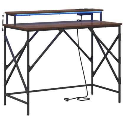 Бюро с рафт Кафяв дъб 100 x 50 x 86,5 см Инженерно дърво