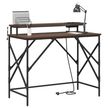 Бюро с рафт Кафяв дъб 100 x 50 x 86,5 см Инженерно дърво