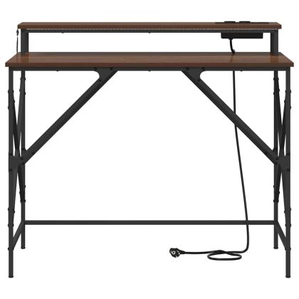 Бюро с рафт Кафяв дъб 100 x 50 x 86,5 см Инженерно дърво