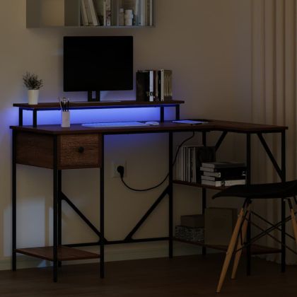 Бюро с чекмедже Кафяв дъб 120 х 79 х 86,5 см Инженерно дърво