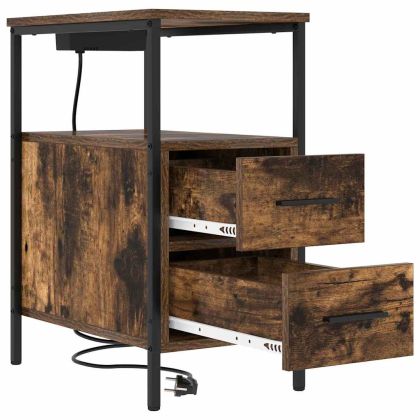 Нощен шкаф 2 pcs Димян дъб 30 x 48 x 61 см Инженерно дърво