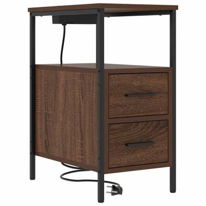 Нощен шкаф с чекмедже Кафяв дъб 30 x 48 x 61 см Инженерно дърво