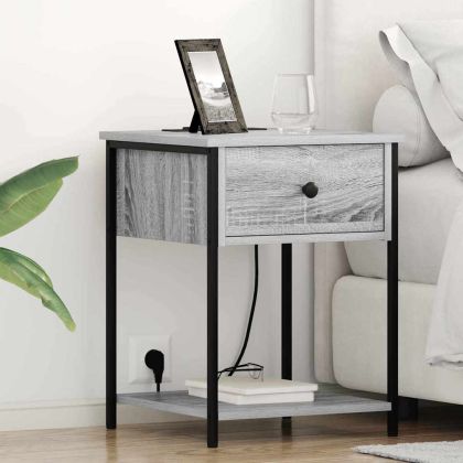 Нощен шкаф 2 pcs Сив Сонома 42 x 41 x 56 см Инженерно дърво