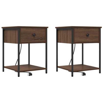Нощен шкаф 2 pcs Кафяв дъб 42 x 41 x 56 см Инженерно дърво