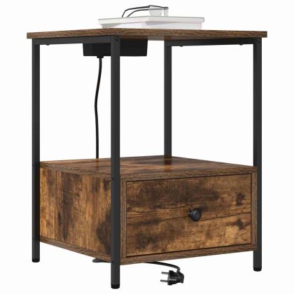 Нощен шкаф 2 pcs Димян дъб 42 x 41 x 56 см Инженерно дърво