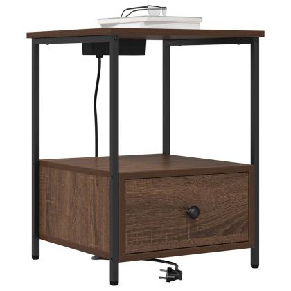 Нощен шкаф с чекмедже Кафяв дъб 42 x 41 x 56 см Инженерно дърво