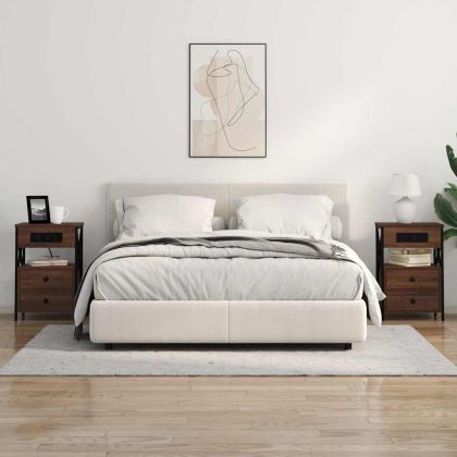 Нощен шкаф 2 pcs Кафяв дъб 40 x 31 x 60 см Инженерно дърво