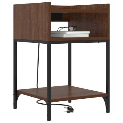 Нощен шкаф с рафт Кафяв дъб 40 x 40 x 61 см Инженерно дърво