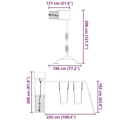 Комбинирано детско съоръжение за игра на открито, бор масив