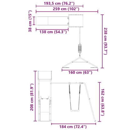 Комбинирано детско съоръжение, масивна дугласка дървесина