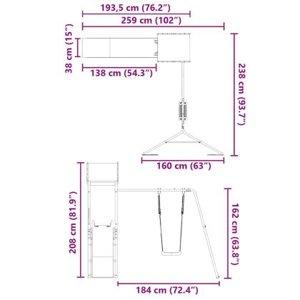 Комбинирано детско съоръжение за игра, импрегниран бор