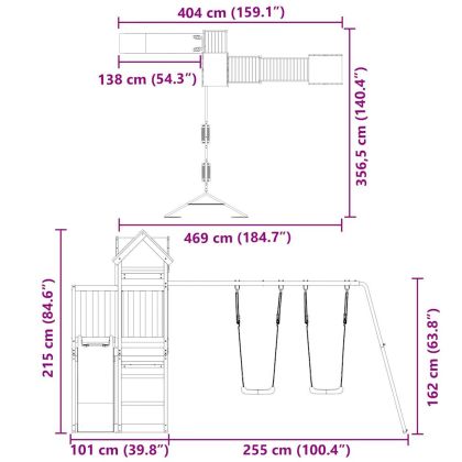 Комбинирано детско съоръжение за игра на открито, бор масив