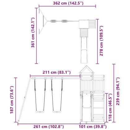 Комбинирано детско съоръжение за игра, импрегниран бор