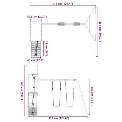 Комбинирано детско съоръжение, масивна дугласка дървесина