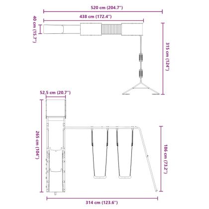 Комбинирано детско съоръжение, масивна дугласка дървесина
