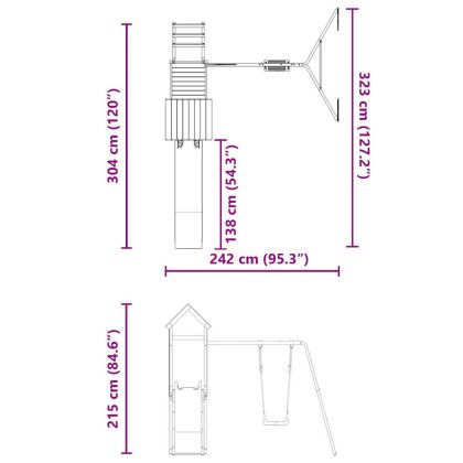Комбинирано детско съоръжение за игра на открито, бор масив