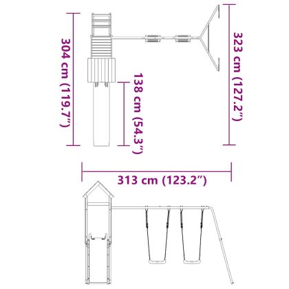 Комбинирано детско съоръжение, масивна дугласка дървесина