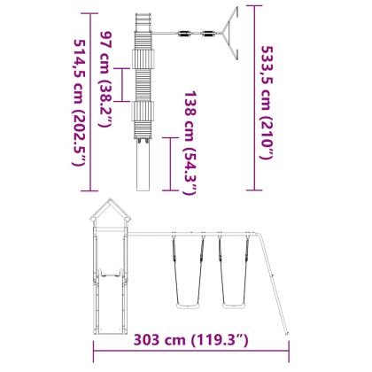 Комбинирано детско съоръжение, масивна дугласка дървесина